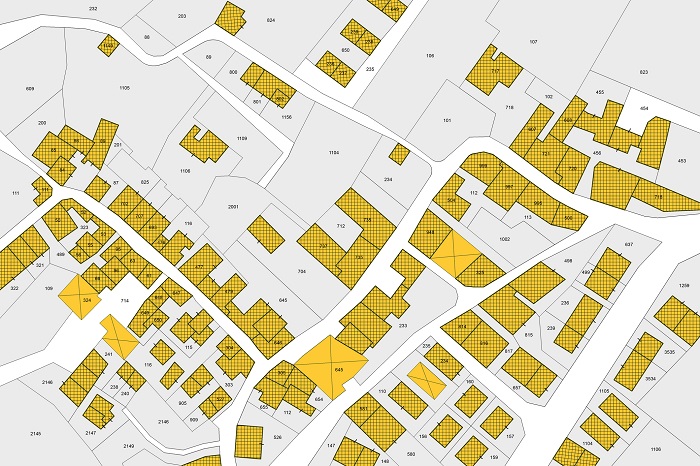 Zoning map featuring land and buildings