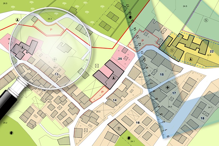 Map of different zones within a city