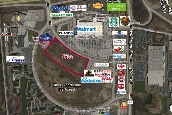 Commercial development site in Waukegan's Fountain Square