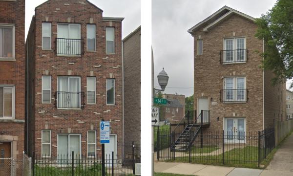 Two 3-flat apartment buildings for sale on the west side of Chicago