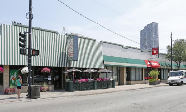 Retail storefronts for lease on Broadway in Chicago's Uptown neighborhood